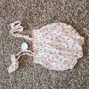 Baby Girl Strawberry Outfit with Adjustable Straps